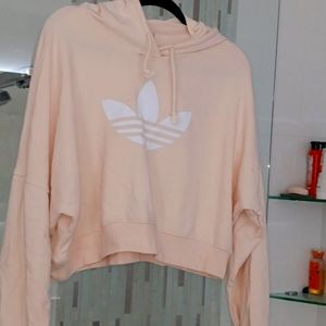Adidas cropped logo hooded sweatshirt